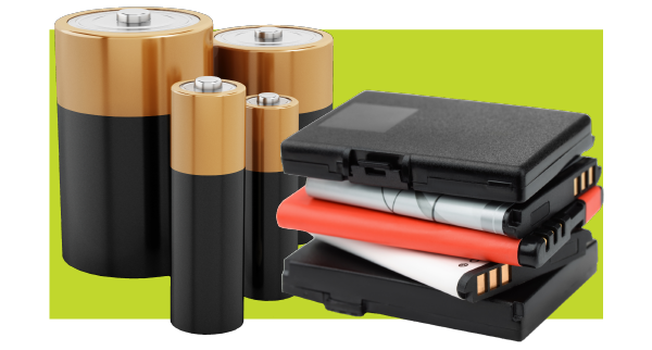 Batteries on a color background