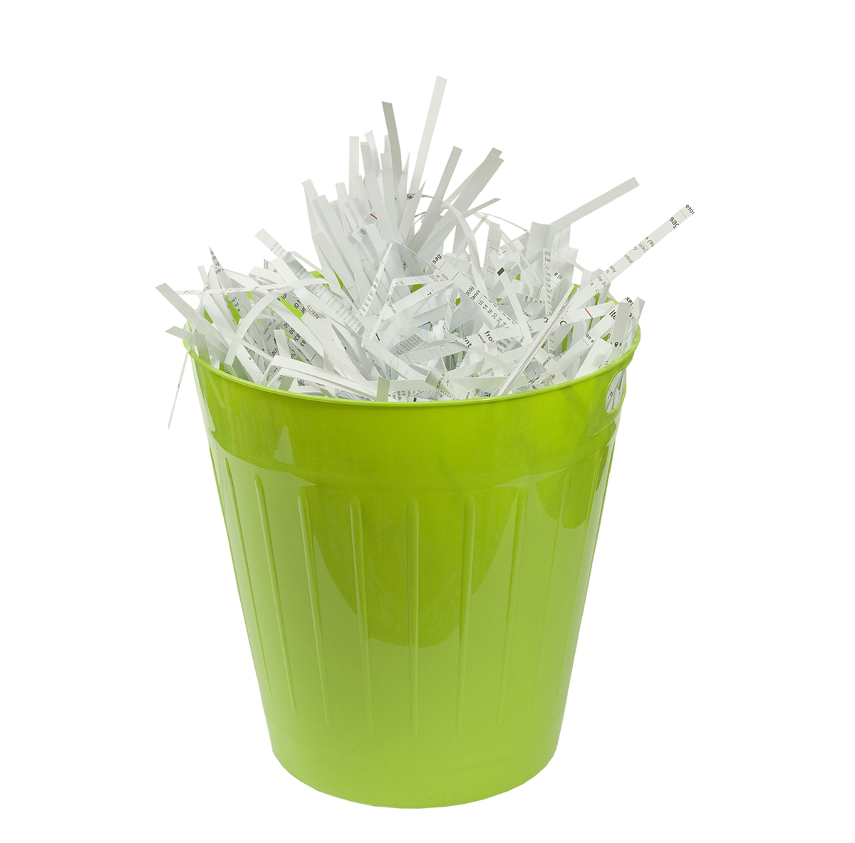 Shredded paper in a wastebasket