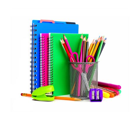 Pencils, notebooks and small school and office supplies