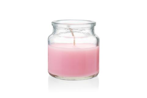 A candle in a glass jar