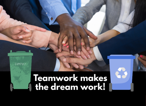 Hands in a circle representing teamwork